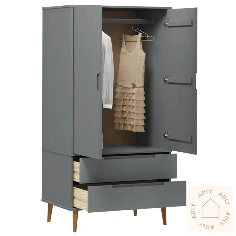 Garderobe Molde Grå 90X55X175 Cm Heltre Furu