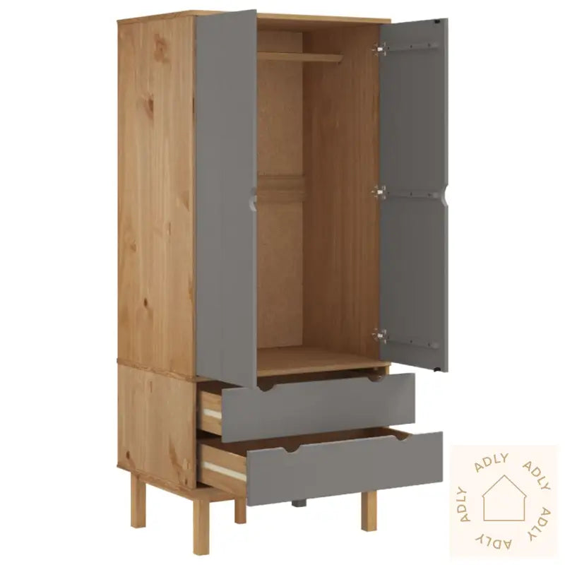 Garderobe Otta Brun Og Grå 76,5X53X172 Cm Heltre Furu