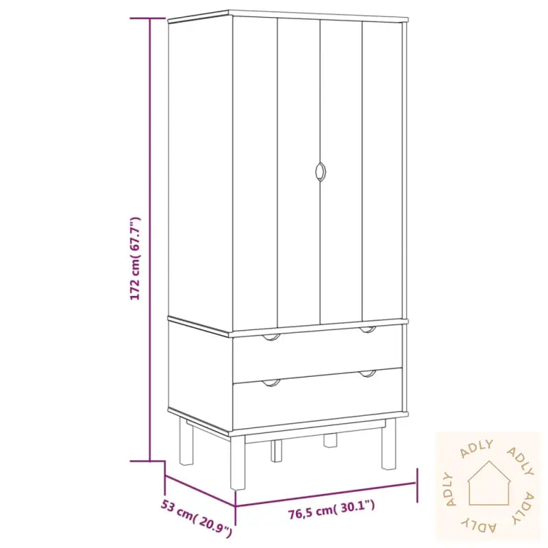 Garderobe Otta Brun Og Grå 76,5X53X172 Cm Heltre Furu