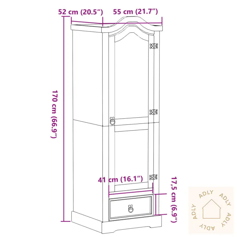 Garderobe Corona 55X52X170 Cm Heltre Furu