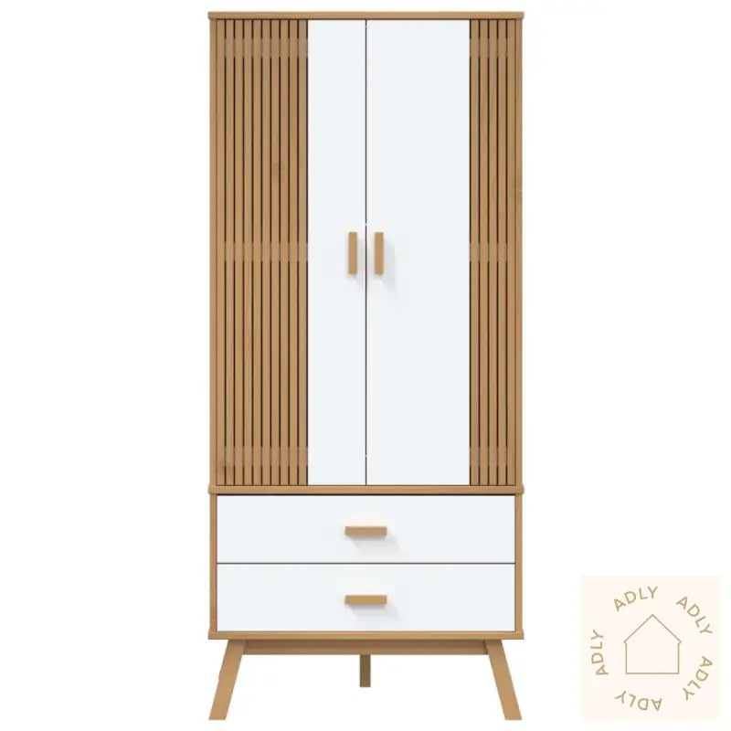 Garderobe Olden Hvit Og Brun 76,5X53X172 Cm Heltre Furu