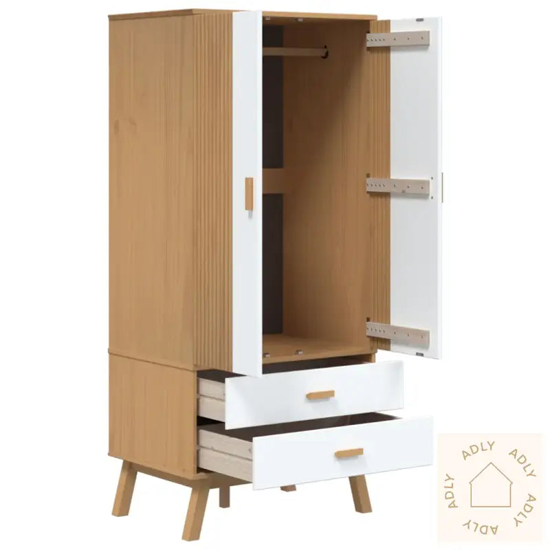 Garderobe Olden Hvit Og Brun 76,5X53X172 Cm Heltre Furu