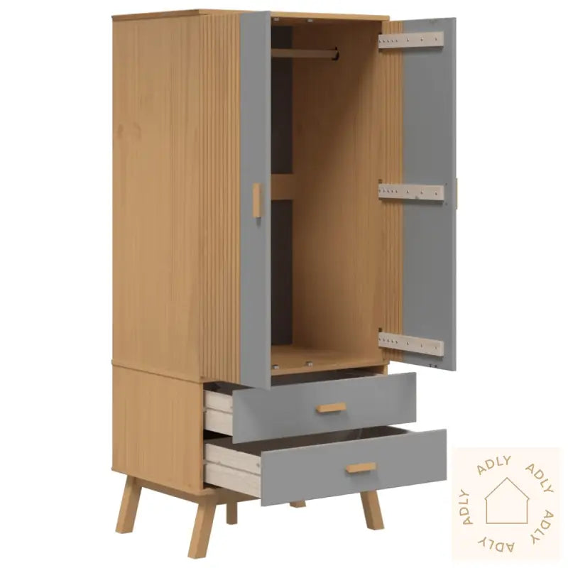 Garderobe Olden Grå Og Brun 76,5X53X172 Cm Heltre Furu