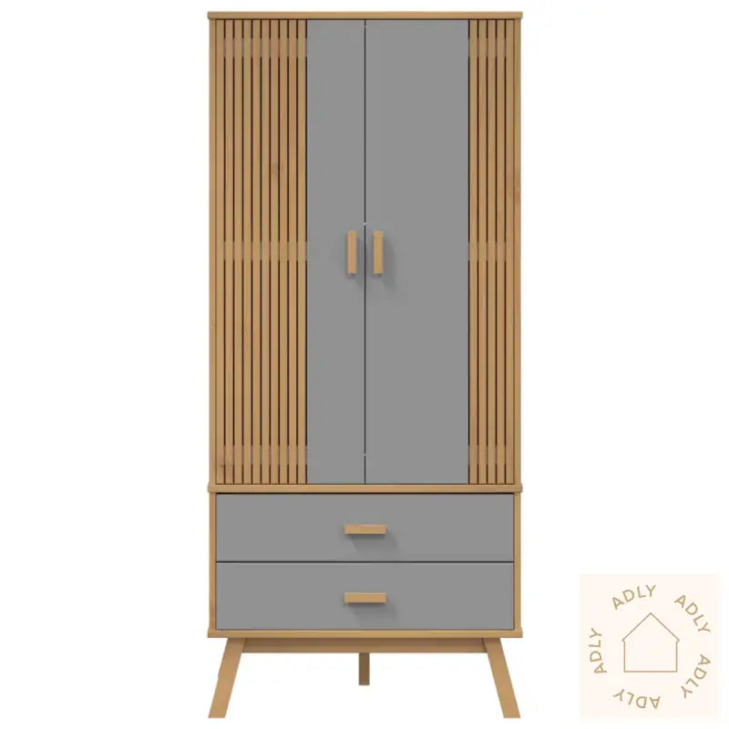 Garderobe Olden Grå Og Brun 76,5X53X172 Cm Heltre Furu