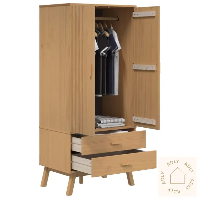 Garderobe Olden Brun 76,5X53X172 Cm Heltre Furu