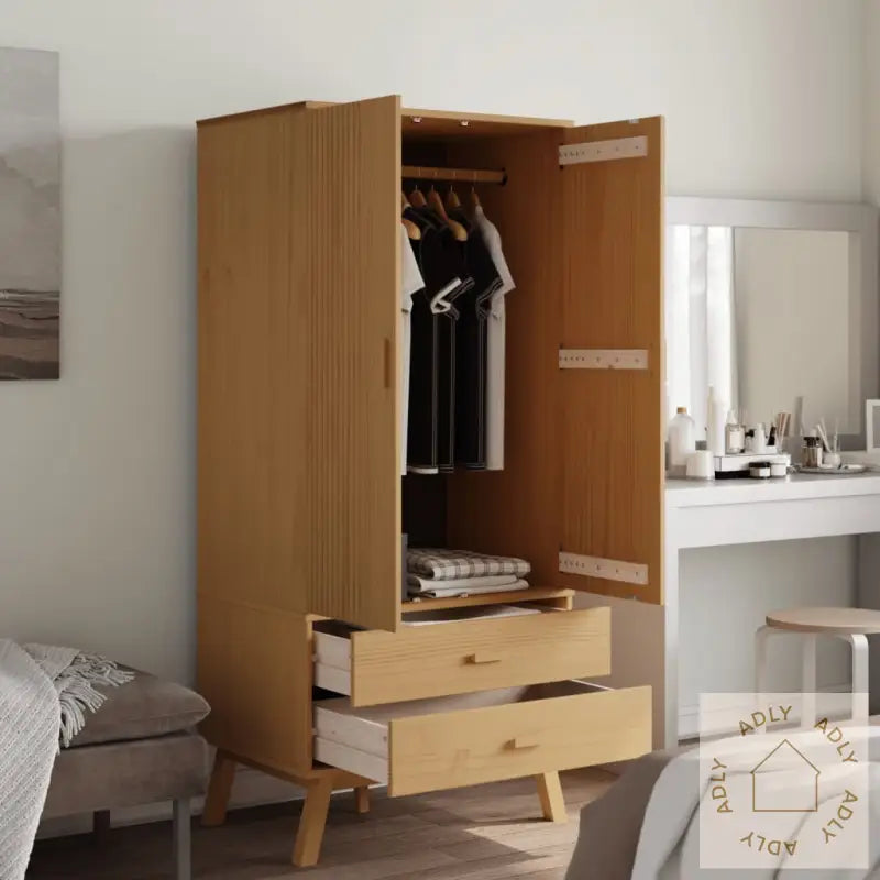 Garderobe Olden Brun 76,5X53X172 Cm Heltre Furu