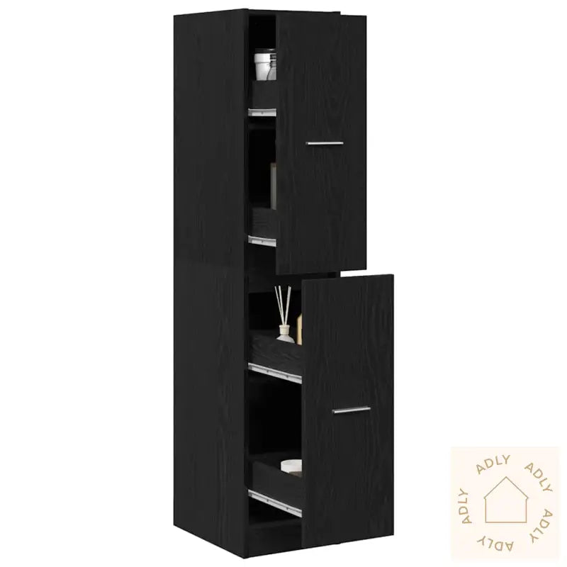 Apotekskap Svart Eik 30X41X144,5 Cm Konstruert Tre