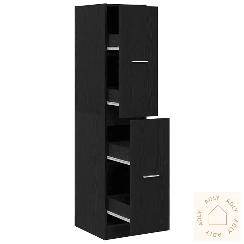 Apotekskap Svart Eik 30X41X144,5 Cm Konstruert Tre