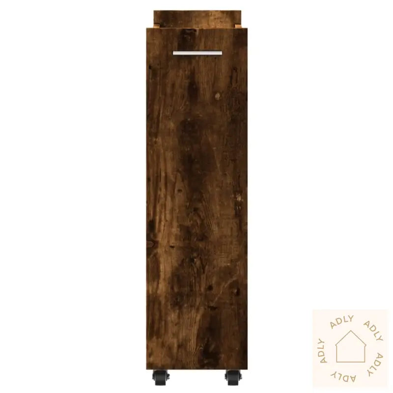 Sidebord Med Hjul Røkt Eik 60X22X79 Cm Konstruert Tre