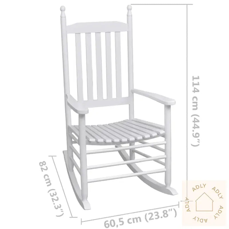 Gyngestol Med Buet Sete Hvit Tre