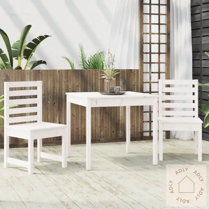 Hagebistrosett Hvit 3 Deler Heltre Furu