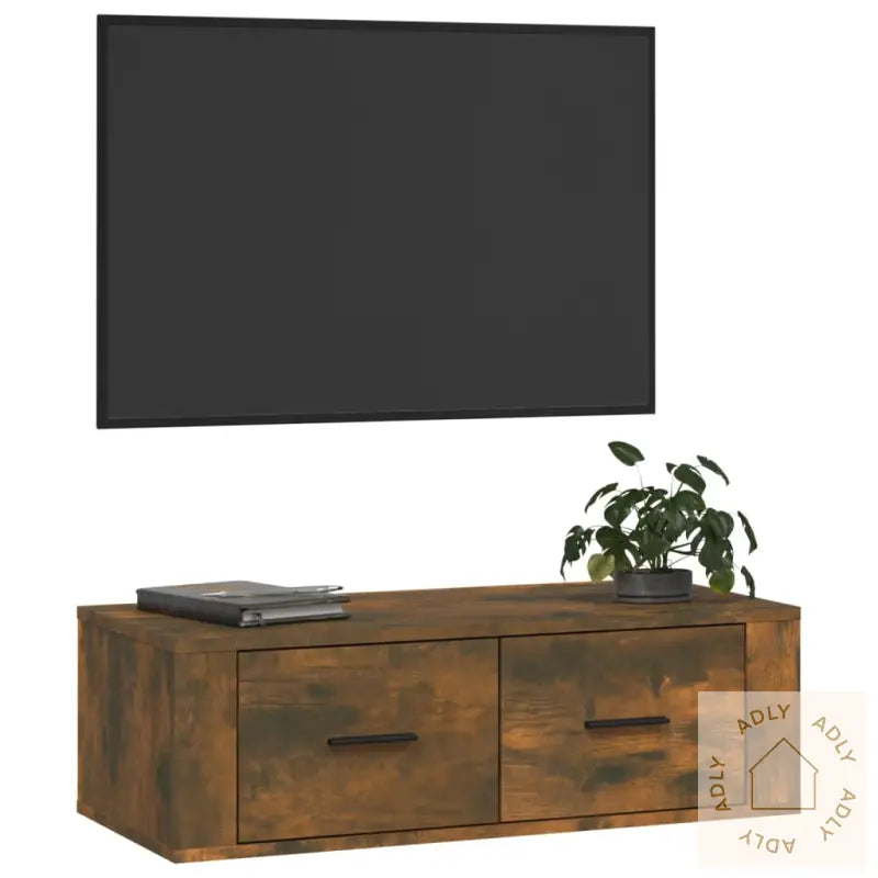 Hengende Tv Benk Røkt Eik 80X36X25 Cm Konstruert Tre