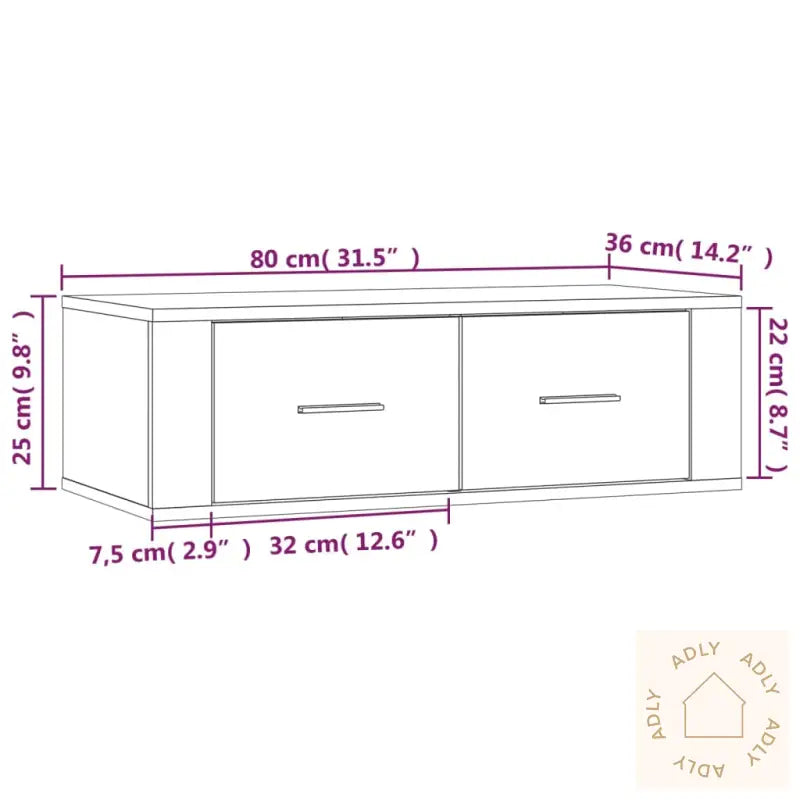 Hengende Tv Benk Røkt Eik 80X36X25 Cm Konstruert Tre