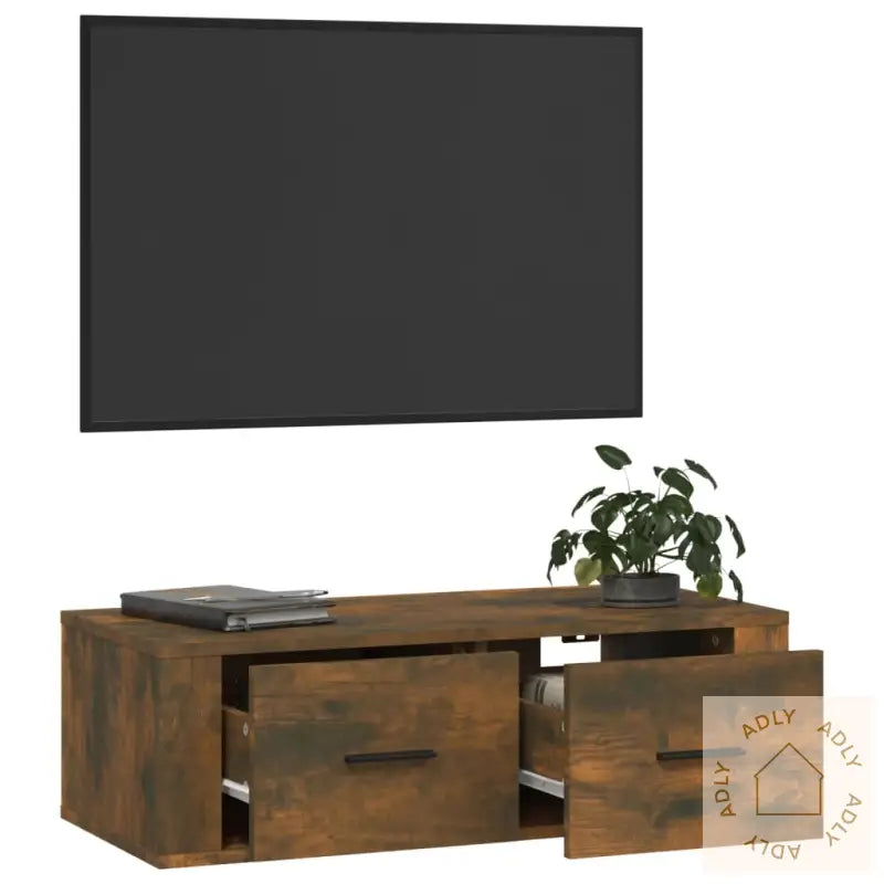 Hengende Tv Benk Røkt Eik 80X36X25 Cm Konstruert Tre