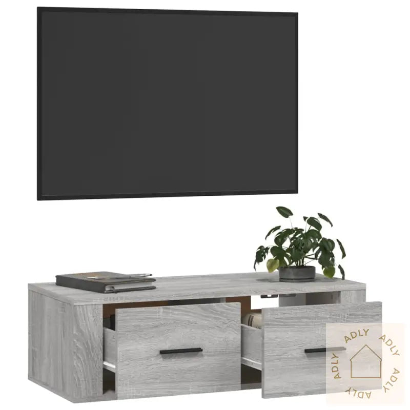 Hengende Tv-Benk Grå Sonoma 80X36X25 Cm Konstruert Tre