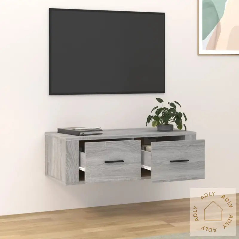 Hengende Tv-Benk Grå Sonoma 80X36X25 Cm Konstruert Tre