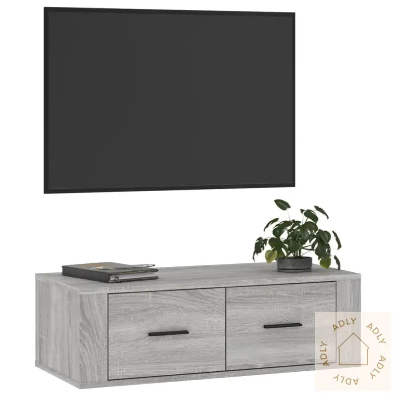 Hengende Tv-Benk Grå Sonoma 80X36X25 Cm Konstruert Tre