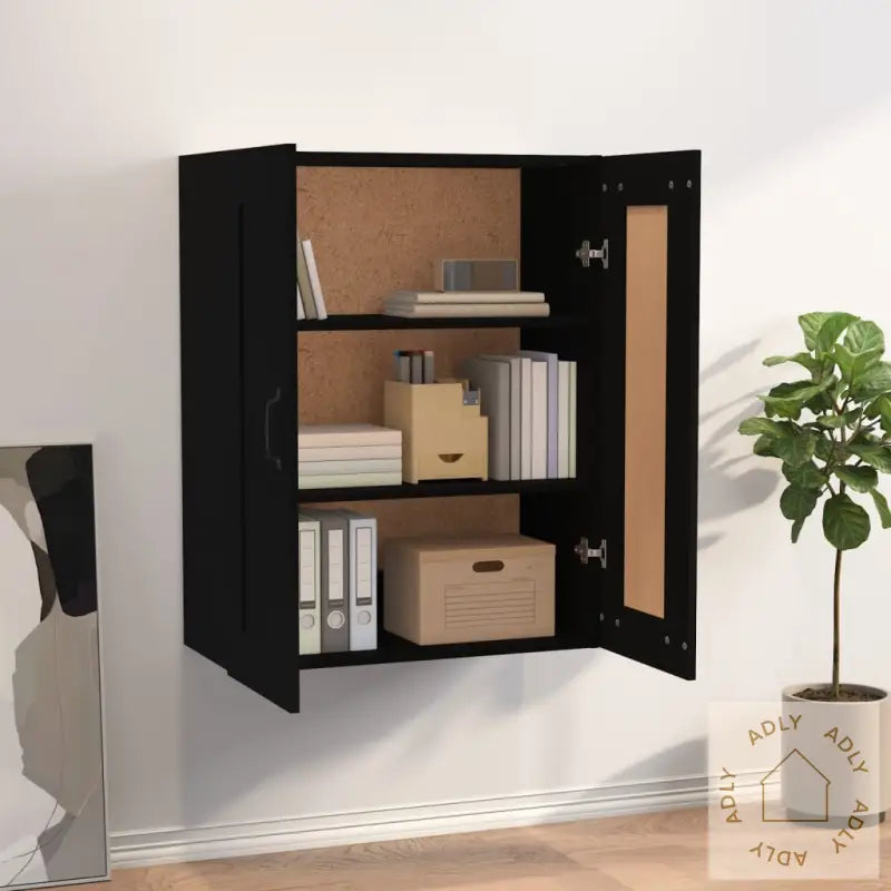 Hengende Veggskap Svart 69,5X32,5X90 Cm