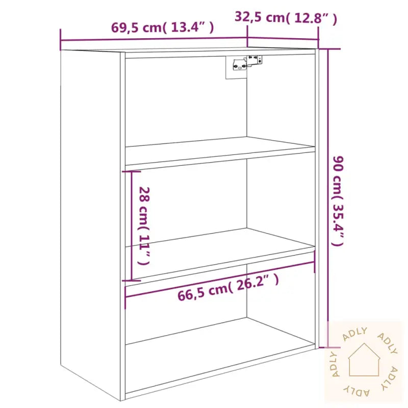 Hengende Veggskap Hvit 69,5X32,5X90 Cm