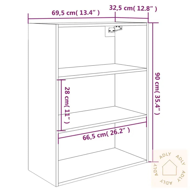 Hengende Veggskap Svart 69,5X32,5X90 Cm