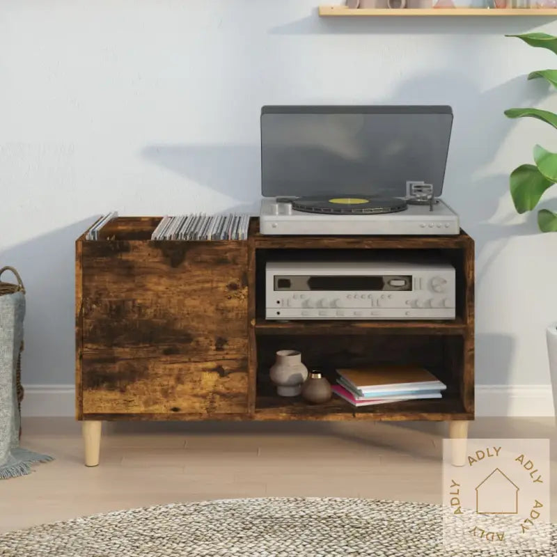 Hifi-Benk Røkt Eik 84,5X38X48 Cm Konstruert Tre