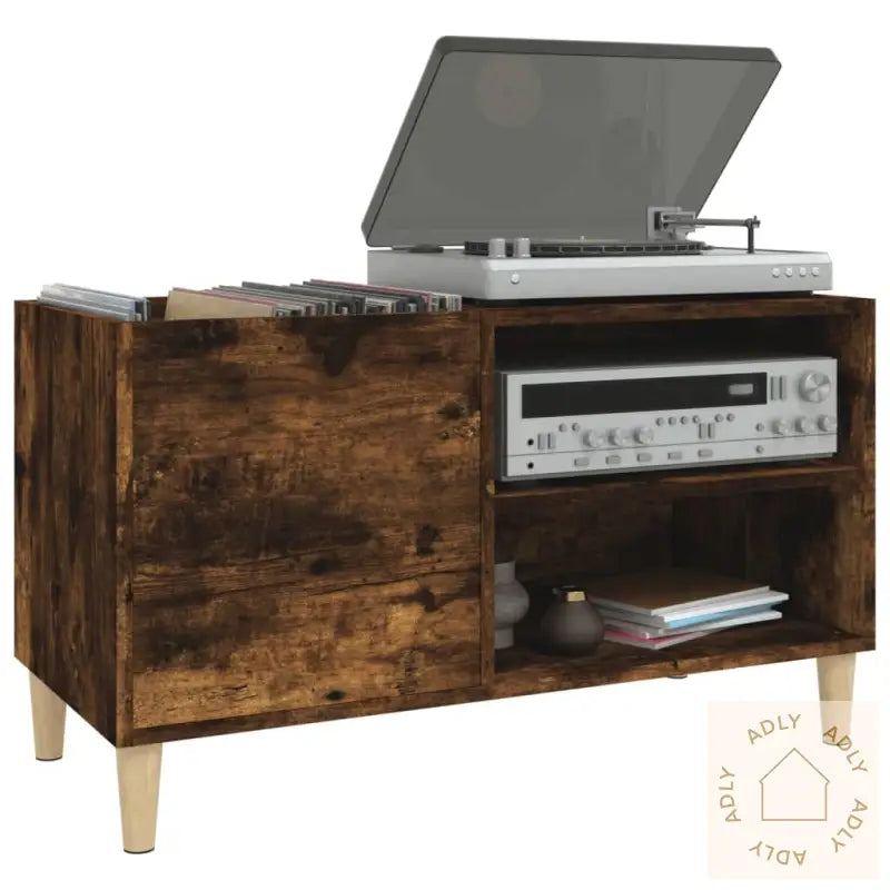 Hifi-Benk Røkt Eik 84,5X38X48 Cm Konstruert Tre