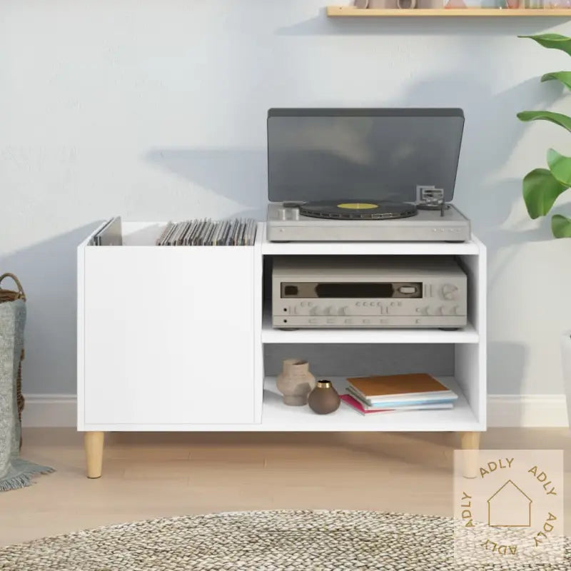 Hifi-Benk Hvit 84,5X38X48 Cm Konstruert Tre