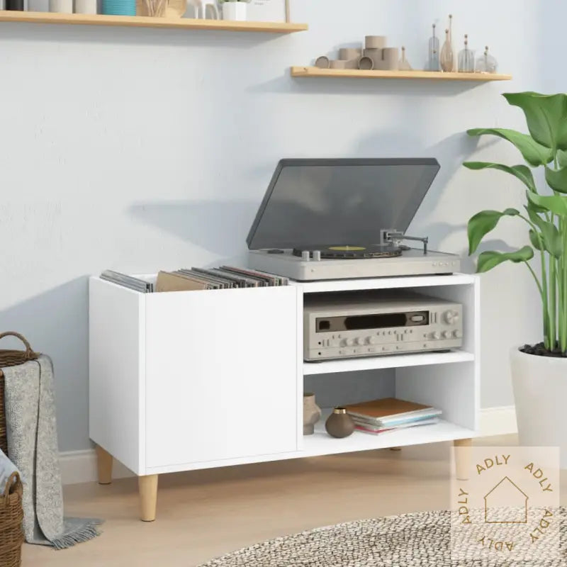 Hifi-Benk Hvit 84,5X38X48 Cm Konstruert Tre