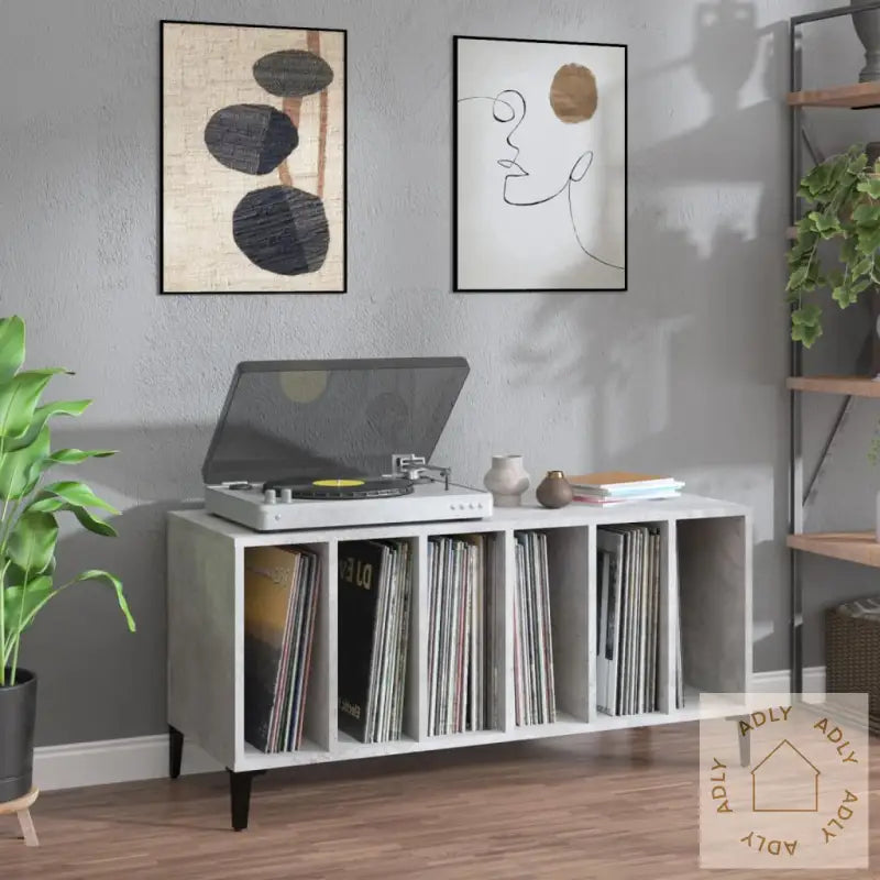 Hifi-Benk Betonggrå 100X38X48 Cm Konstruert Tre
