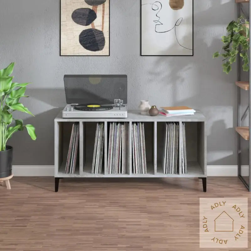 Hifi-Benk Betonggrå 100X38X48 Cm Konstruert Tre