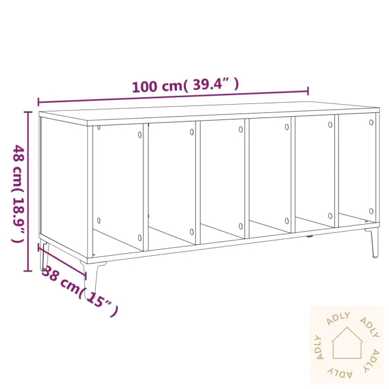 Hifi-Benk Betonggrå 100X38X48 Cm Konstruert Tre