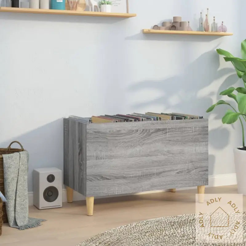 Hifi-Benk Grå Sonoma 74,5X38X48 Cm Konstruert Tre