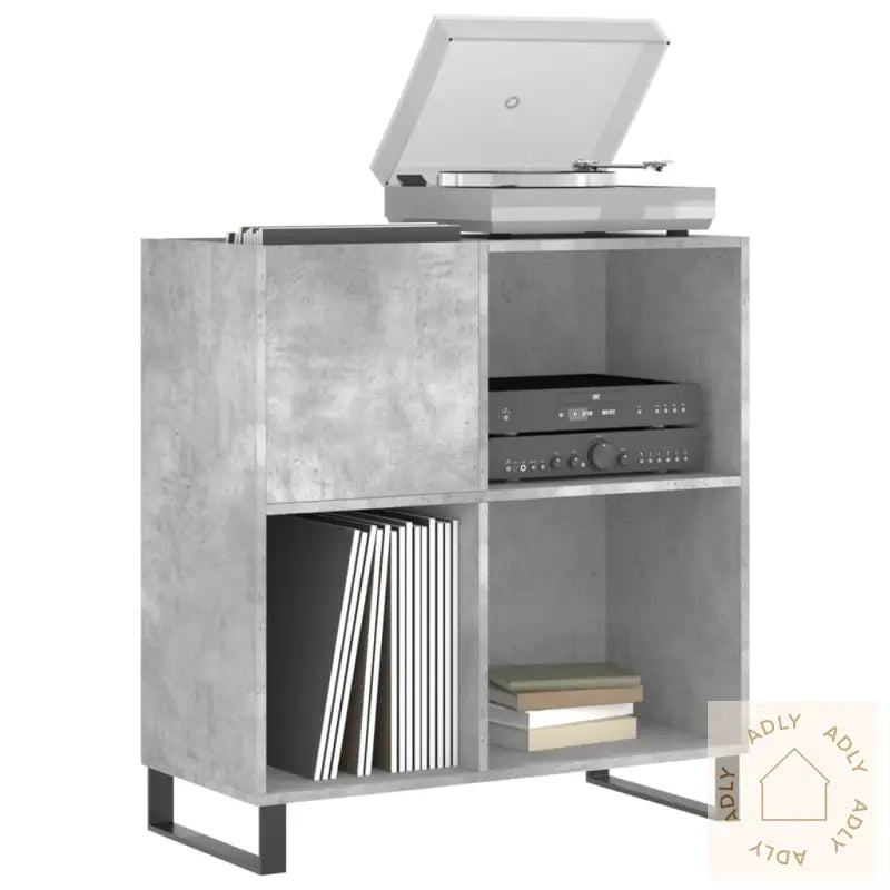 Hifi-Benk Betonggrå 84,5X38X89 Cm Konstruert Tre