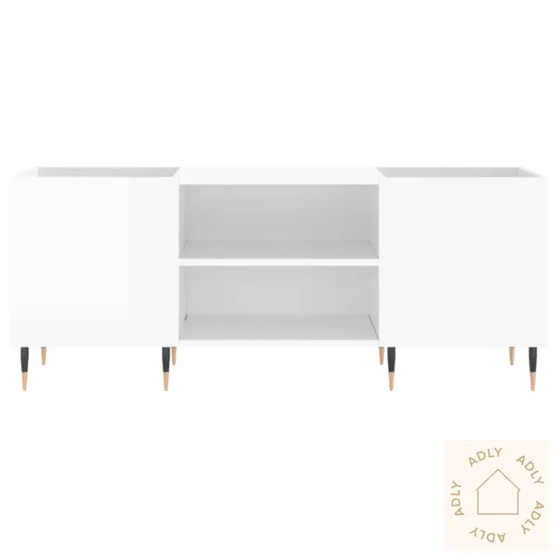 Hifi-Benk Høyglans Hvit 121X38X48 Cm Konstruert Tre