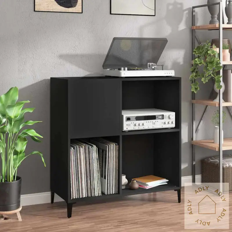 Hifi-Benk Svart 84,5X38X89 Cm Konstruert Tre