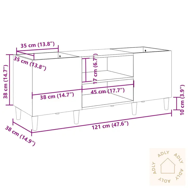 Hifi-Benk Hvit 121X38X48 Cm Konstruert Tre
