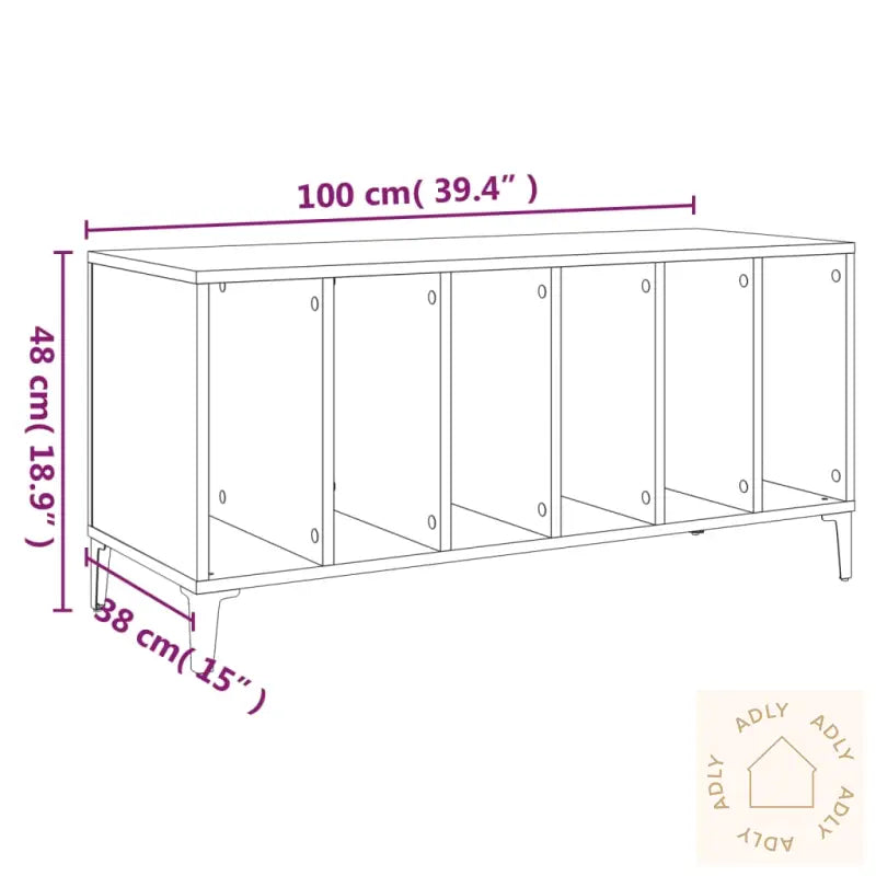 Hifi-Benk Svart 100X38X48 Cm Konstruert Tre