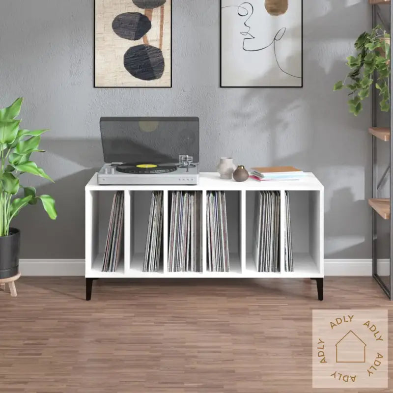 Hifi-Benk Hvit 100X38X48 Cm Konstruert Tre