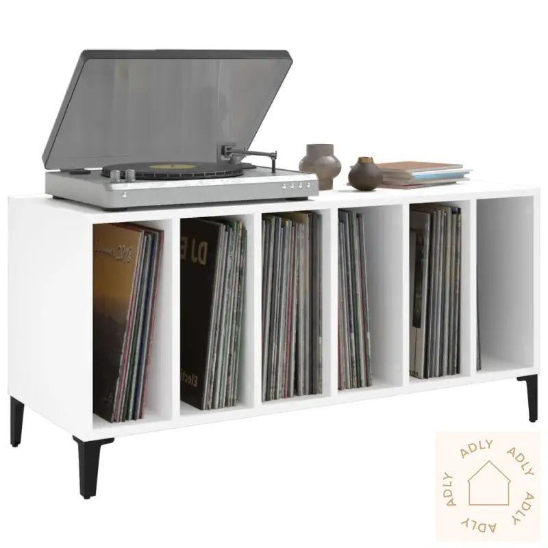 Hifi-Benk Hvit 100X38X48 Cm Konstruert Tre