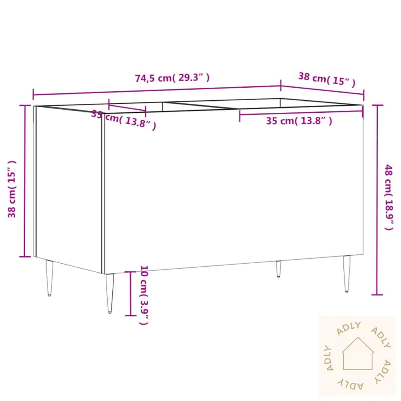 Hifi-Benk Høyglans Hvit 74,5X38X48 Cm Konstruert Tre