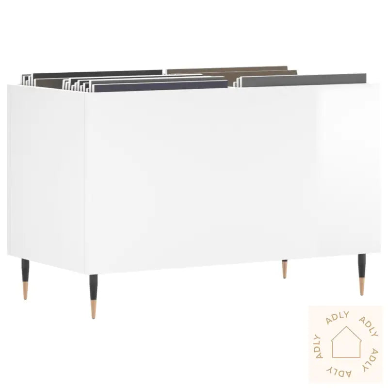 Hifi-Benk Høyglans Hvit 74,5X38X48 Cm Konstruert Tre