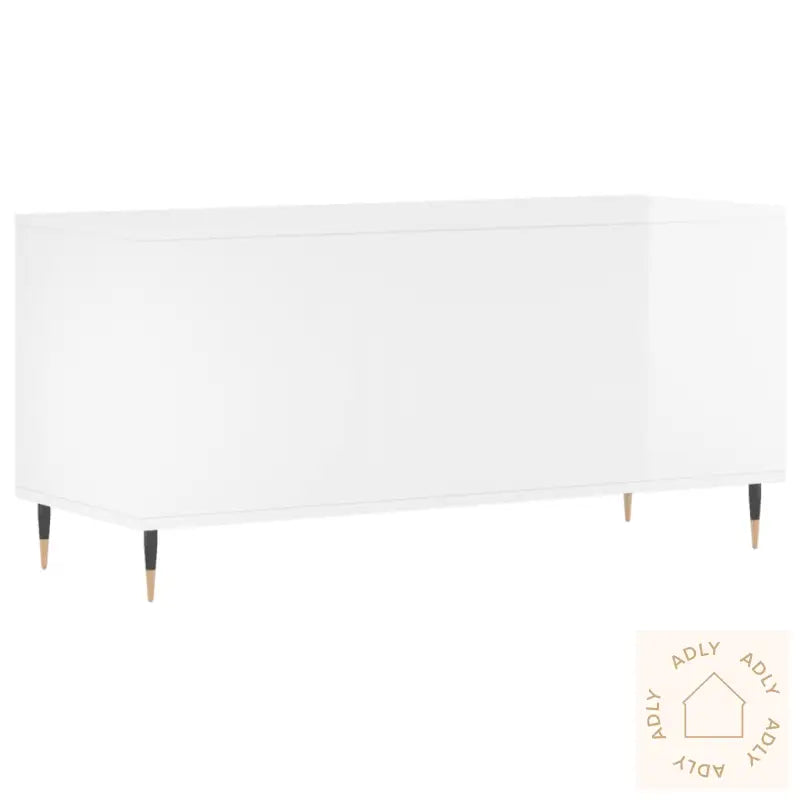 Hifi-Benk Høyglans Hvit 100X38X48 Cm Konstruert Tre