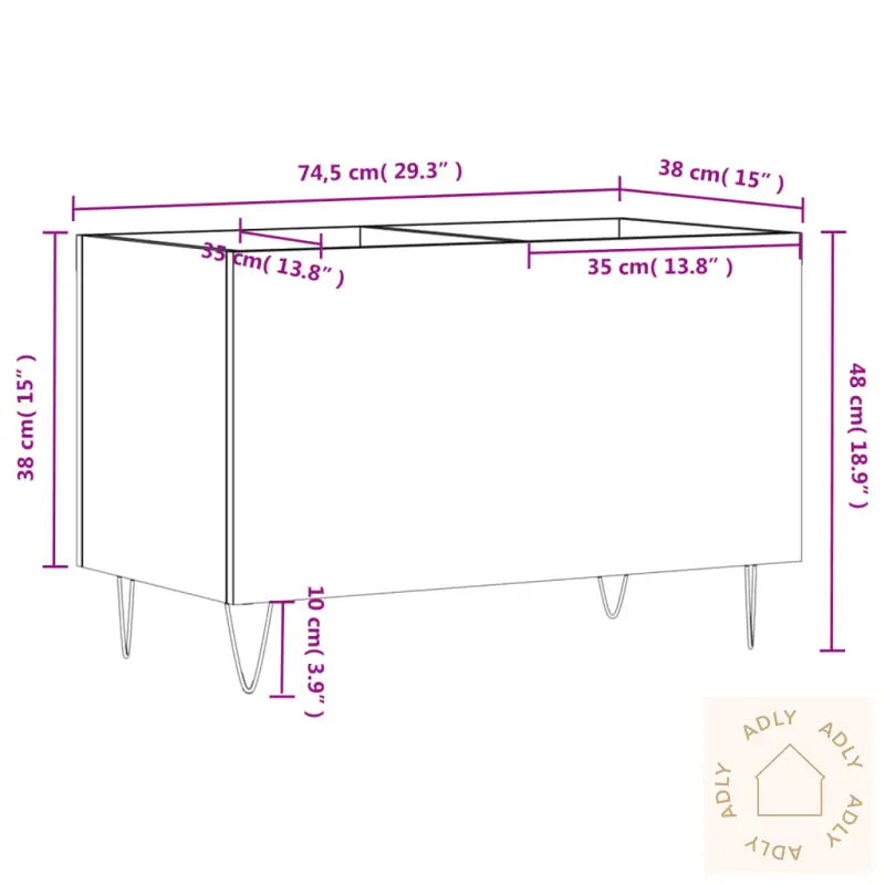 Hifi-Benk Svart 74,5X38X48 Cm Konstruert Tre
