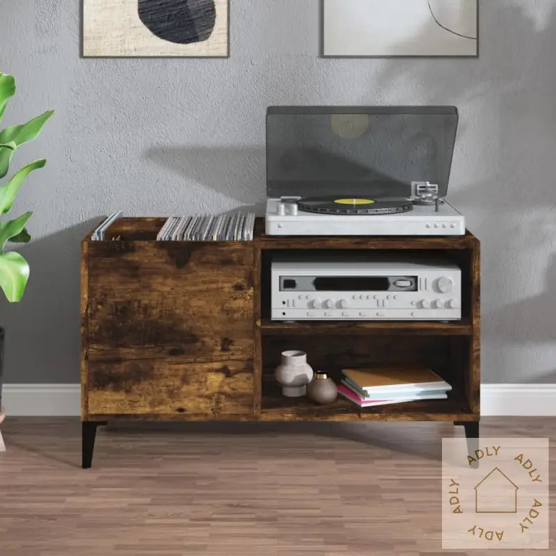 Hifi-Benk Røkt Eik 84,5X38X48 Cm Konstruert Tre