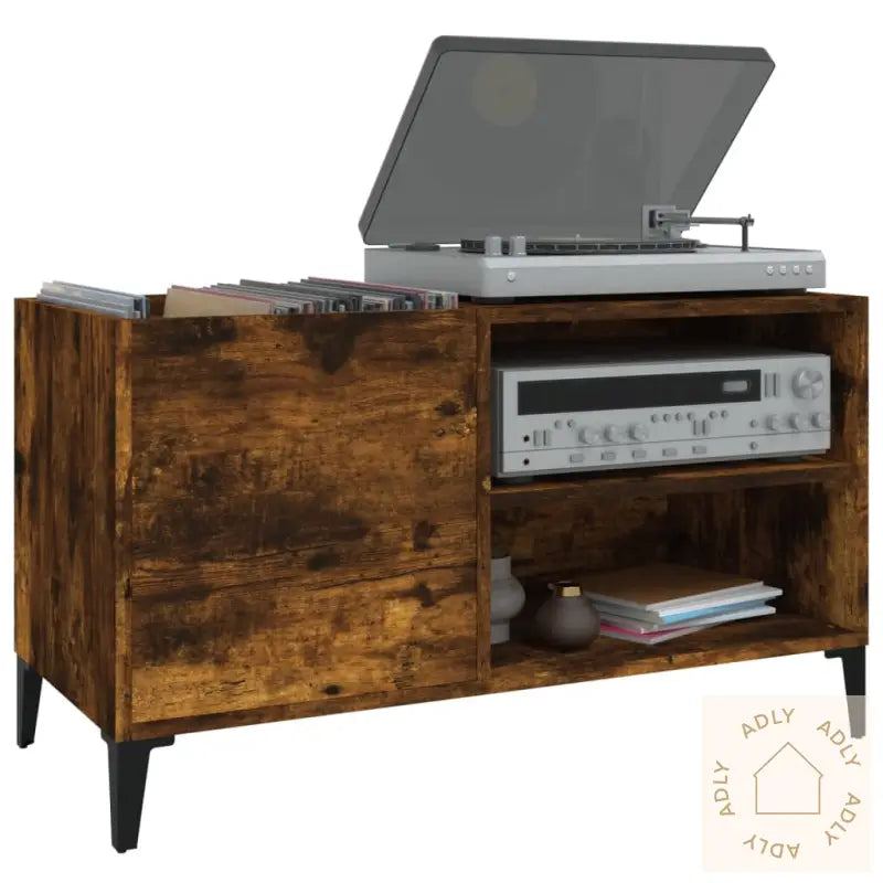 Hifi-Benk Røkt Eik 84,5X38X48 Cm Konstruert Tre