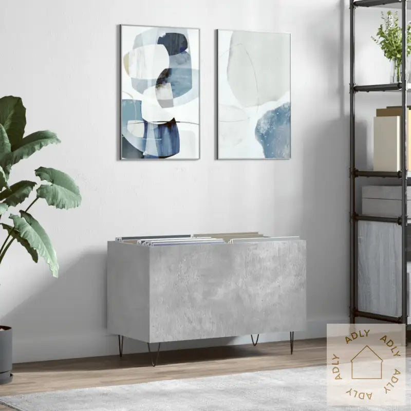 Hifi-Benk Betonggrå 74,5X38X48 Cm Konstruert Tre