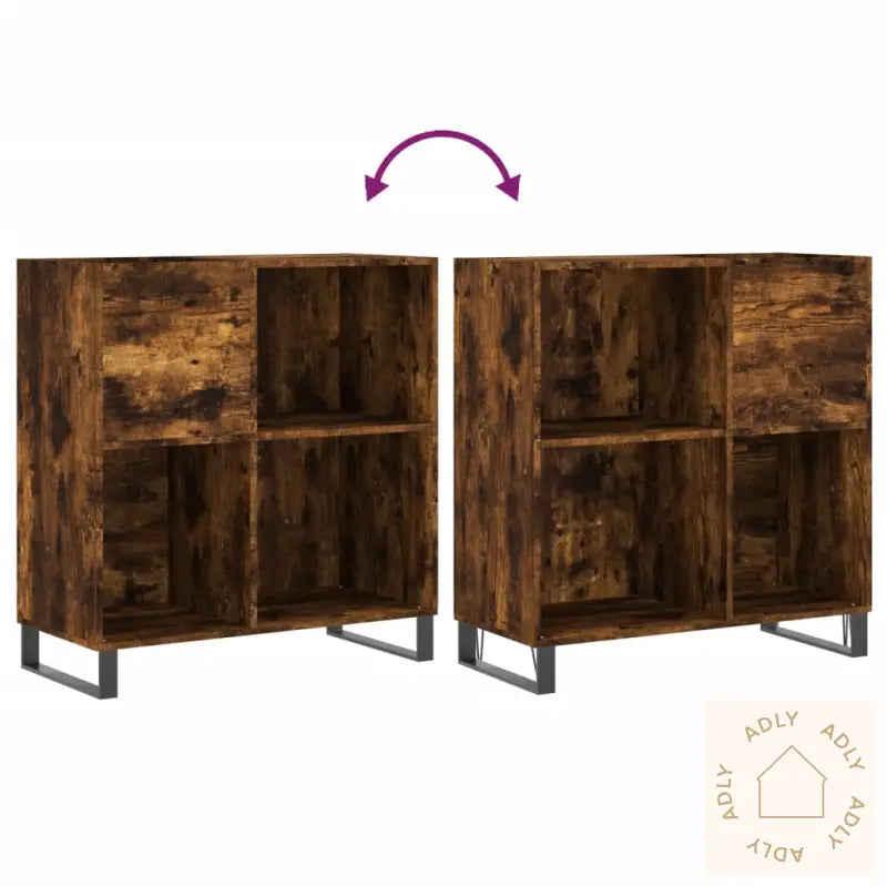 Hifi-Benk Røkt Eik 84,5X38X89 Cm Konstruert Tre