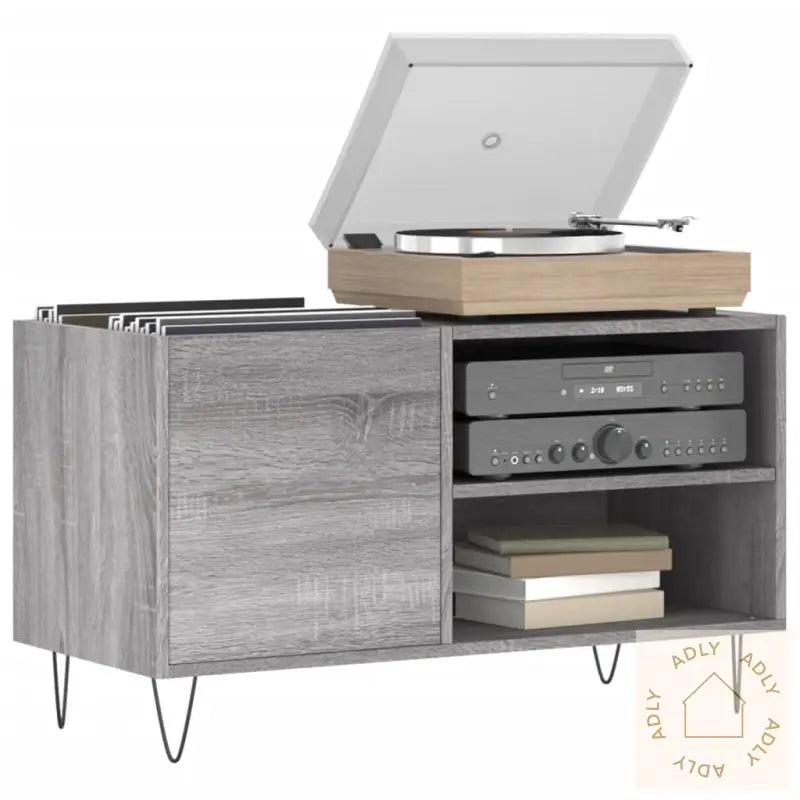 Hifi-Benk Grå Sonoma 85X38X48 Cm Konstruert Tre