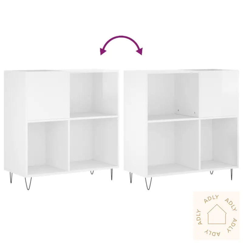 Hifi-Benk Høyglans Hvit 84,5X38X89 Cm Konstruert Tre