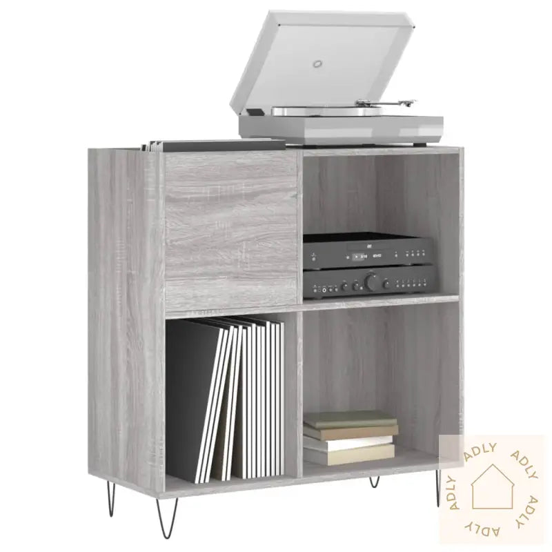 Hifi-Benk Grå Sonoma 84,5X38X89 Cm Konstruert Tre